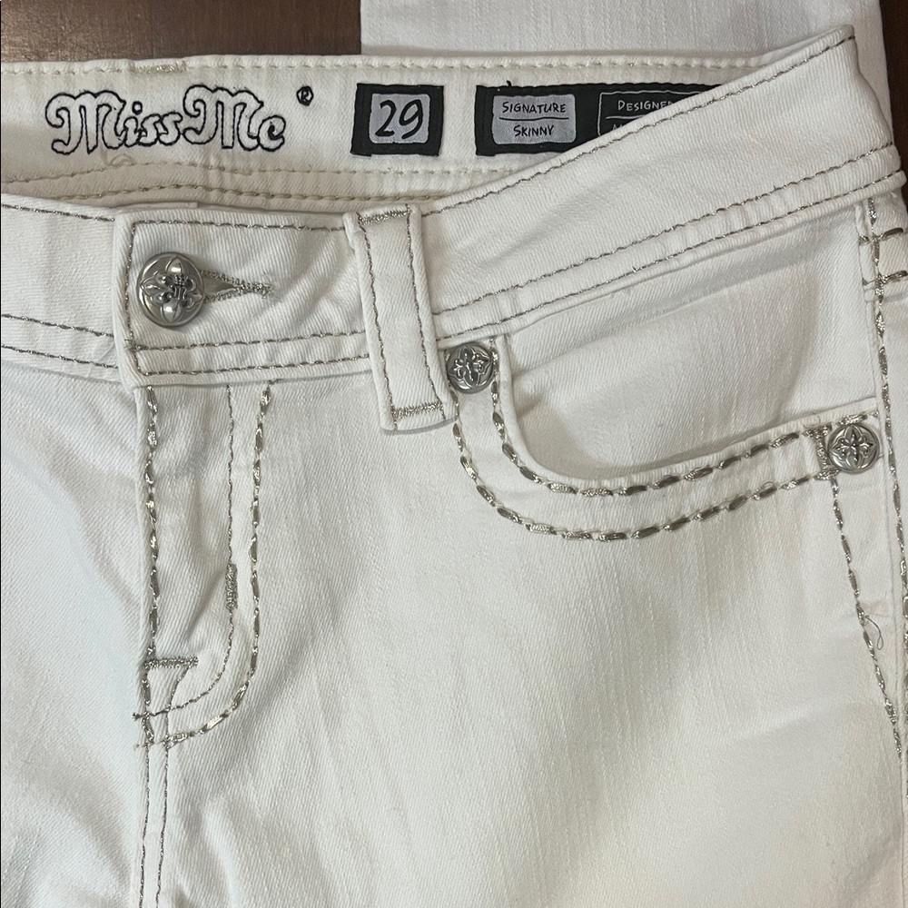 Miss Me Women's Cream Skinny Jeans - Picture 6 of 7